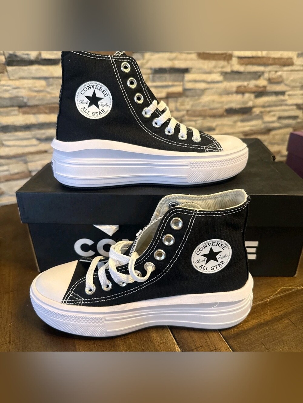 Converse Chuck Taylor All Star Move Platform High Tops - Black & White